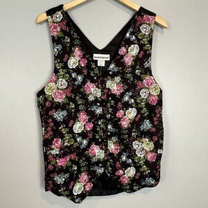 Vintage Floral Waistcoat Vest Women's XL Beaded Sequins 90s Intentions NWT‎